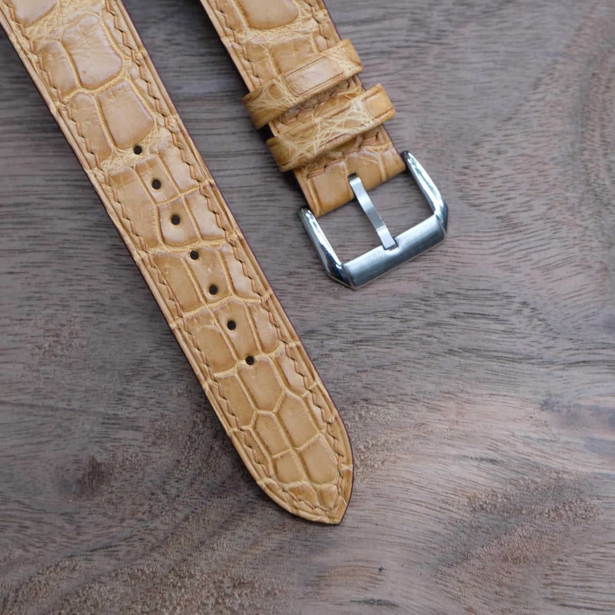 brown gold alligator leather watch strap – photo 3