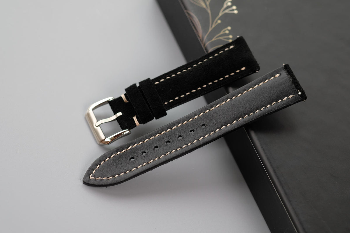 black suede leather watch strap – photo 3