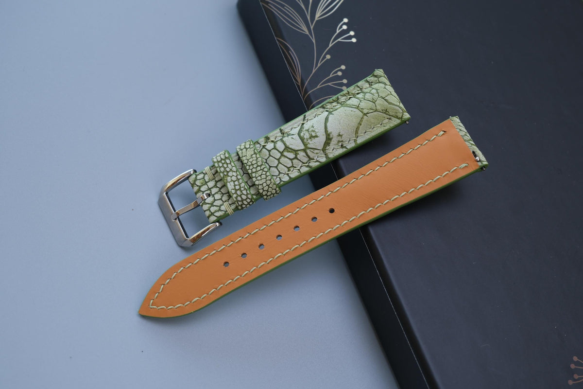 olive green nubuck leather watch strap – photo 3
