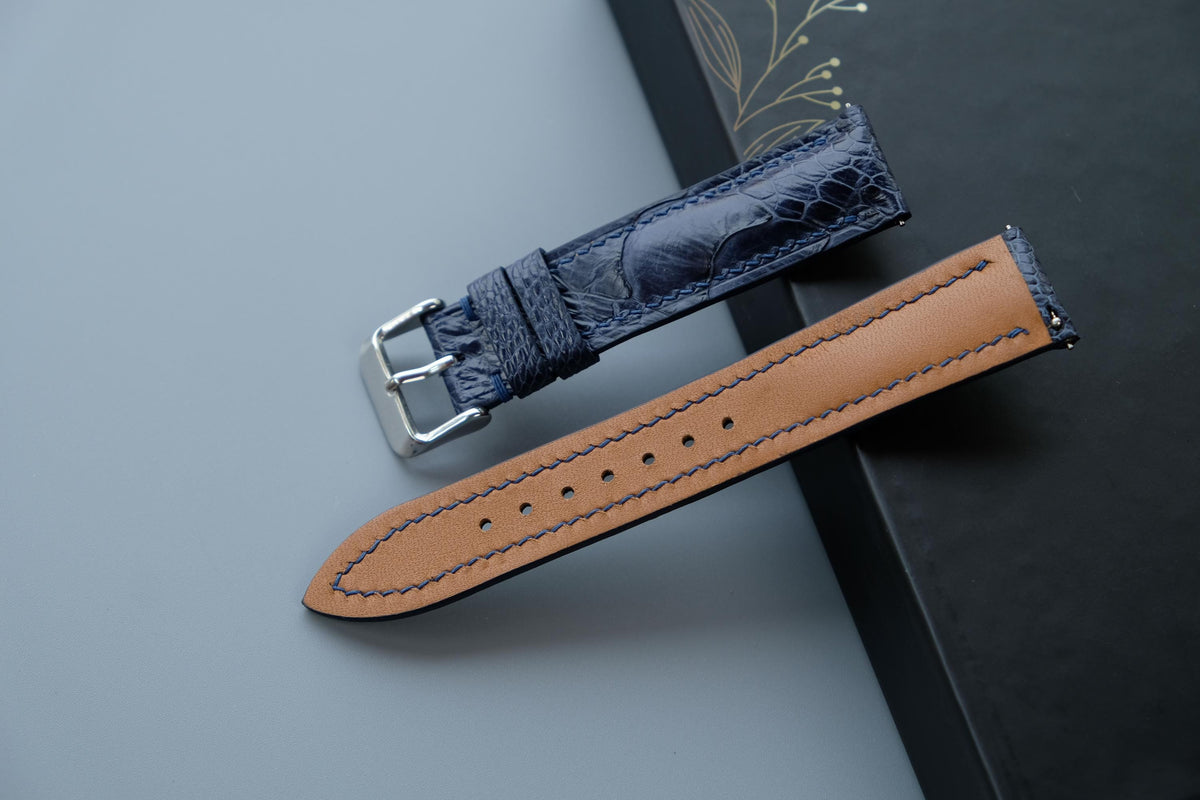 dark navy ostrich leather watch strap – photo 3