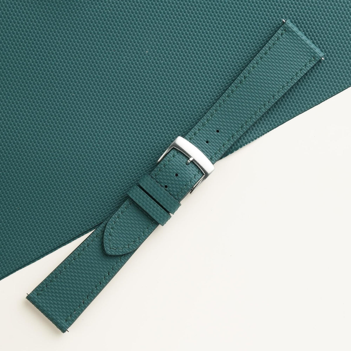 aqua green sailcloth rubber leather watch strap – photo 3