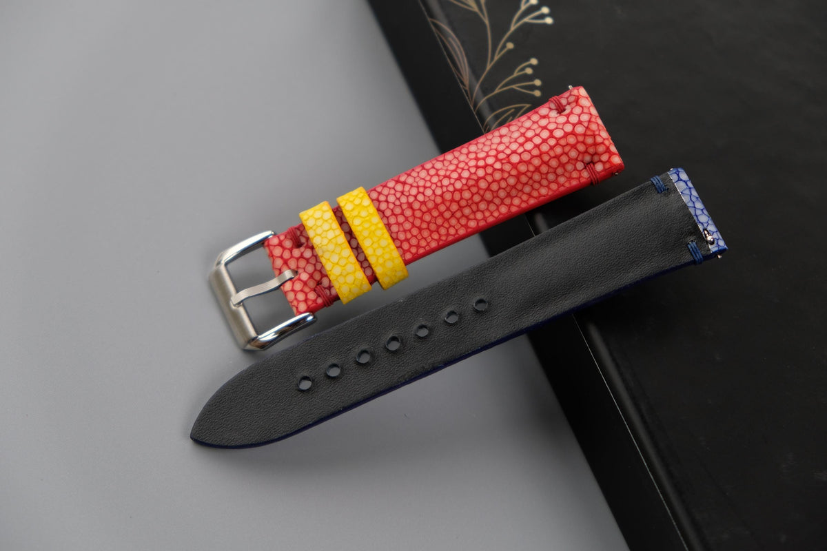 blue & red stingray leather watch strap – photo 3