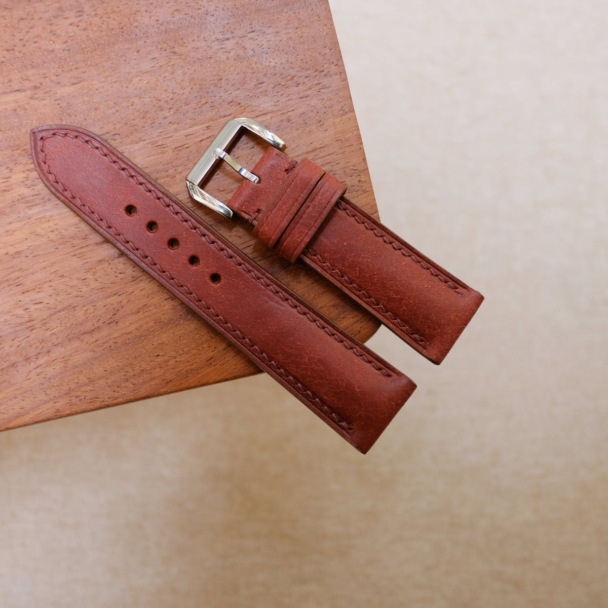 burgundy & tan pueblo leather watch strap – photo 3