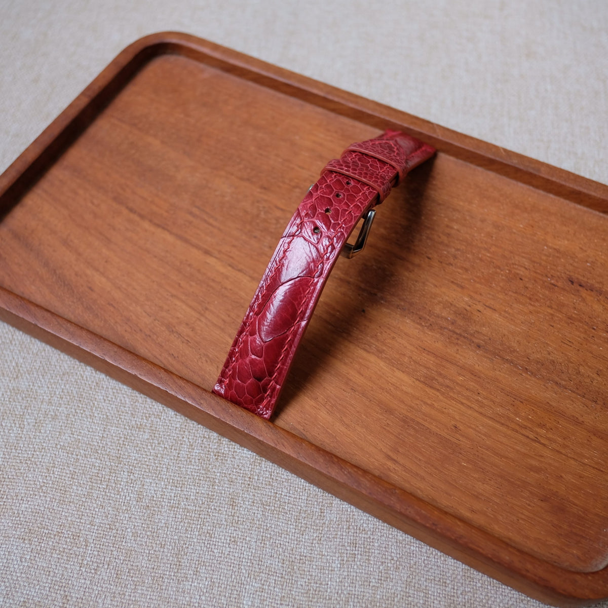 red ostrich leather watch strap – photo 3