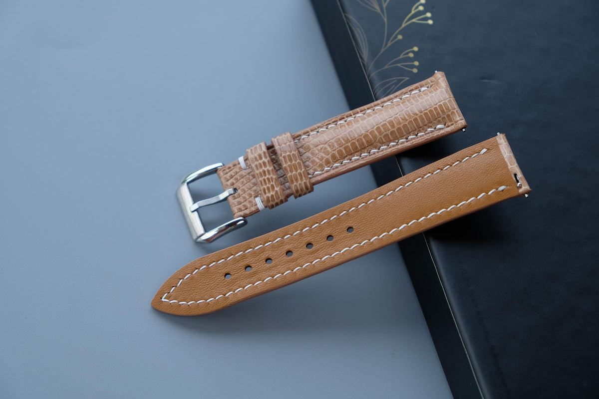 beige lizard leather watch strap – photo 3