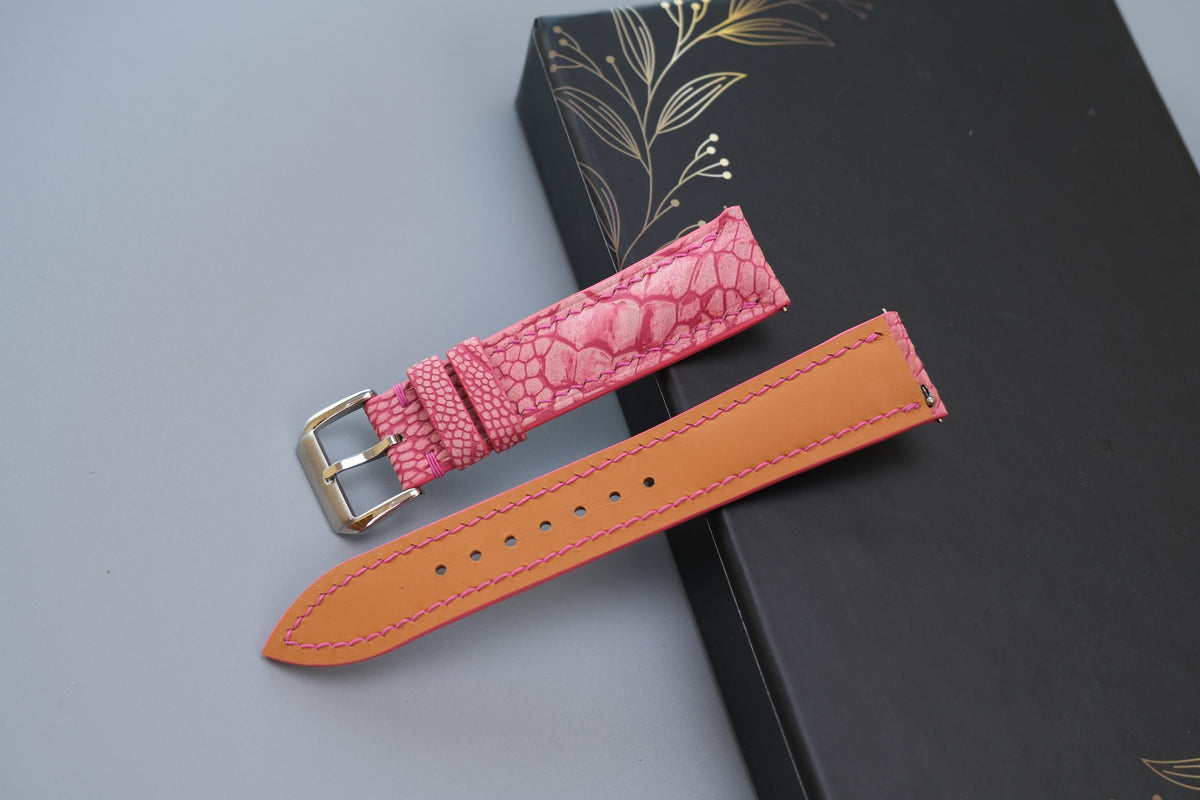 pink nubuck leather watch strap – photo 3