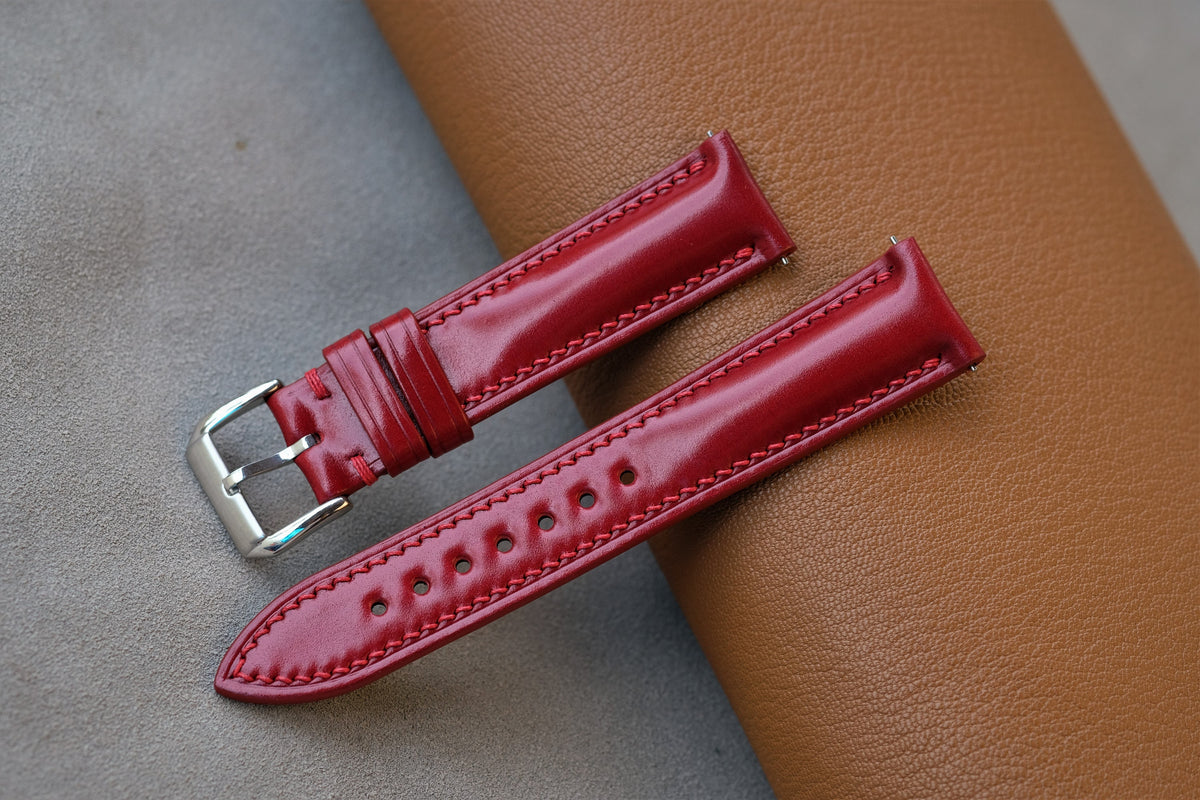 red shell cordovan leather watch strap – photo 3