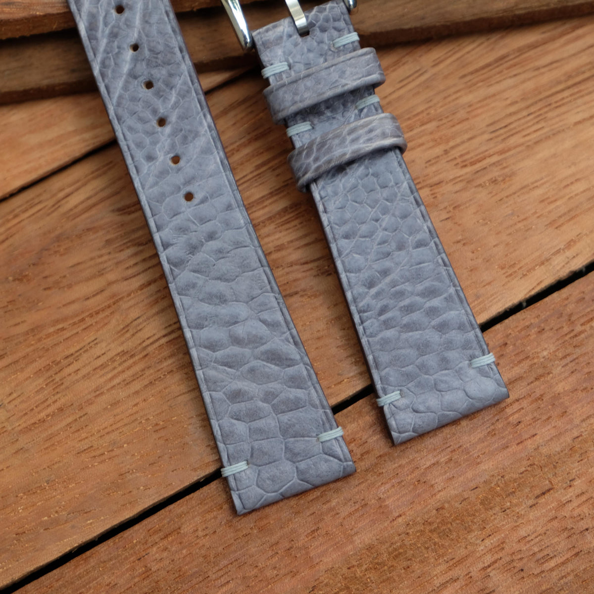 gray ostrich leg leather watch strap – photo 3