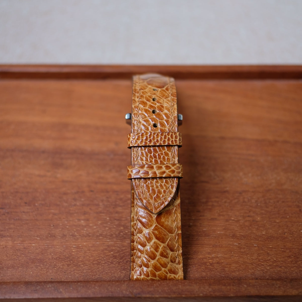 golden yellow ostrich leather watch strap – photo 3