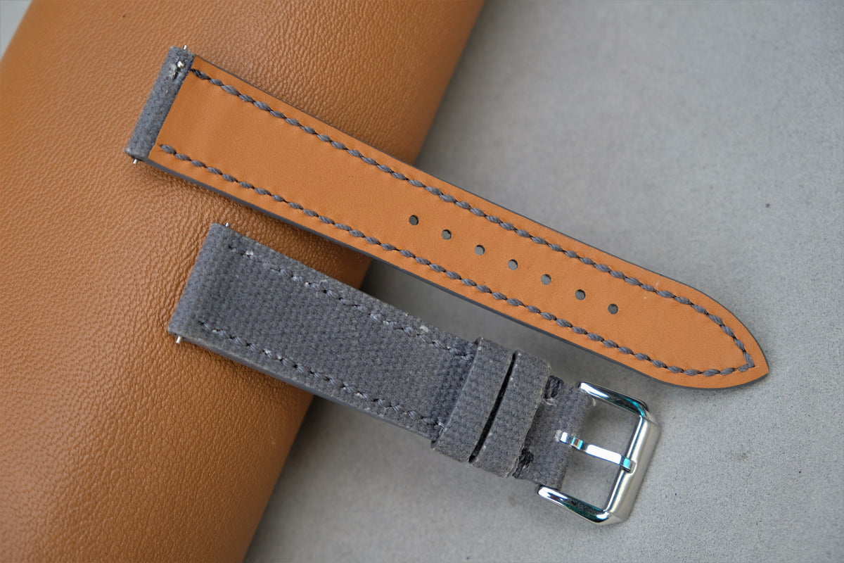 dark gray canvas leather watch strap – photo 3
