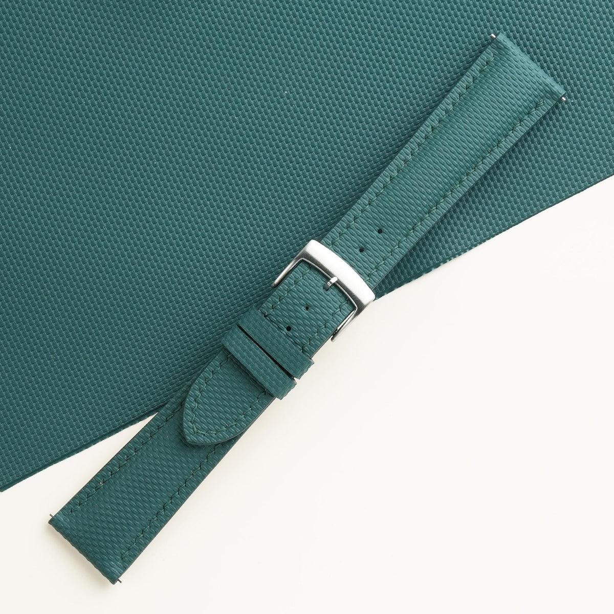 aqua green sailcloth rubber leather watch strap – photo 3