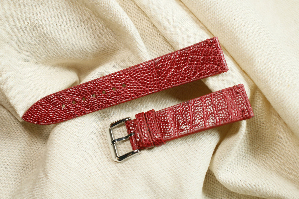 red ostrich leather watch strap – photo 3