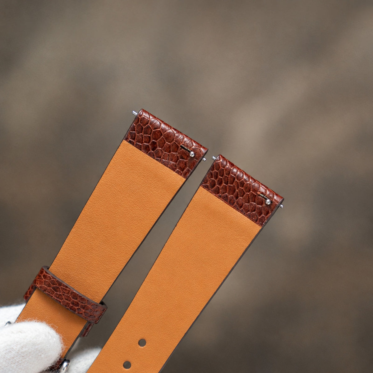 dark brown ostrich leather watch strap – photo 3
