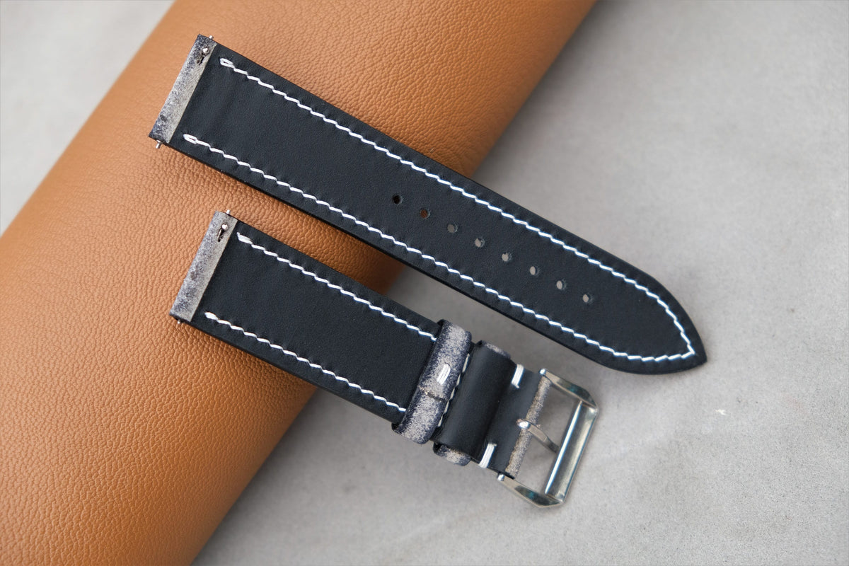 dark gray suede leather watch strap – photo 3