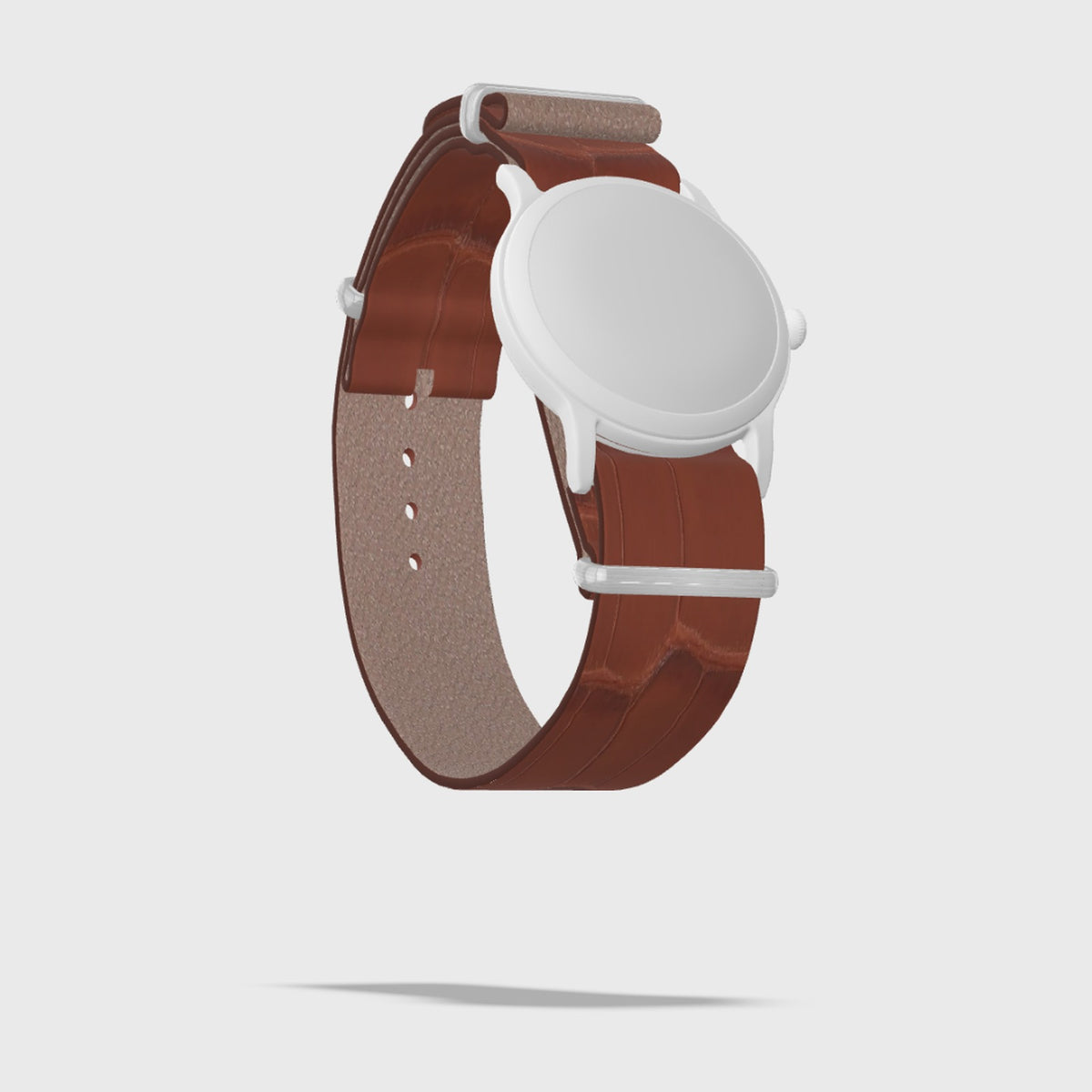 cognac alligator nato leather watch strap, 3D preview