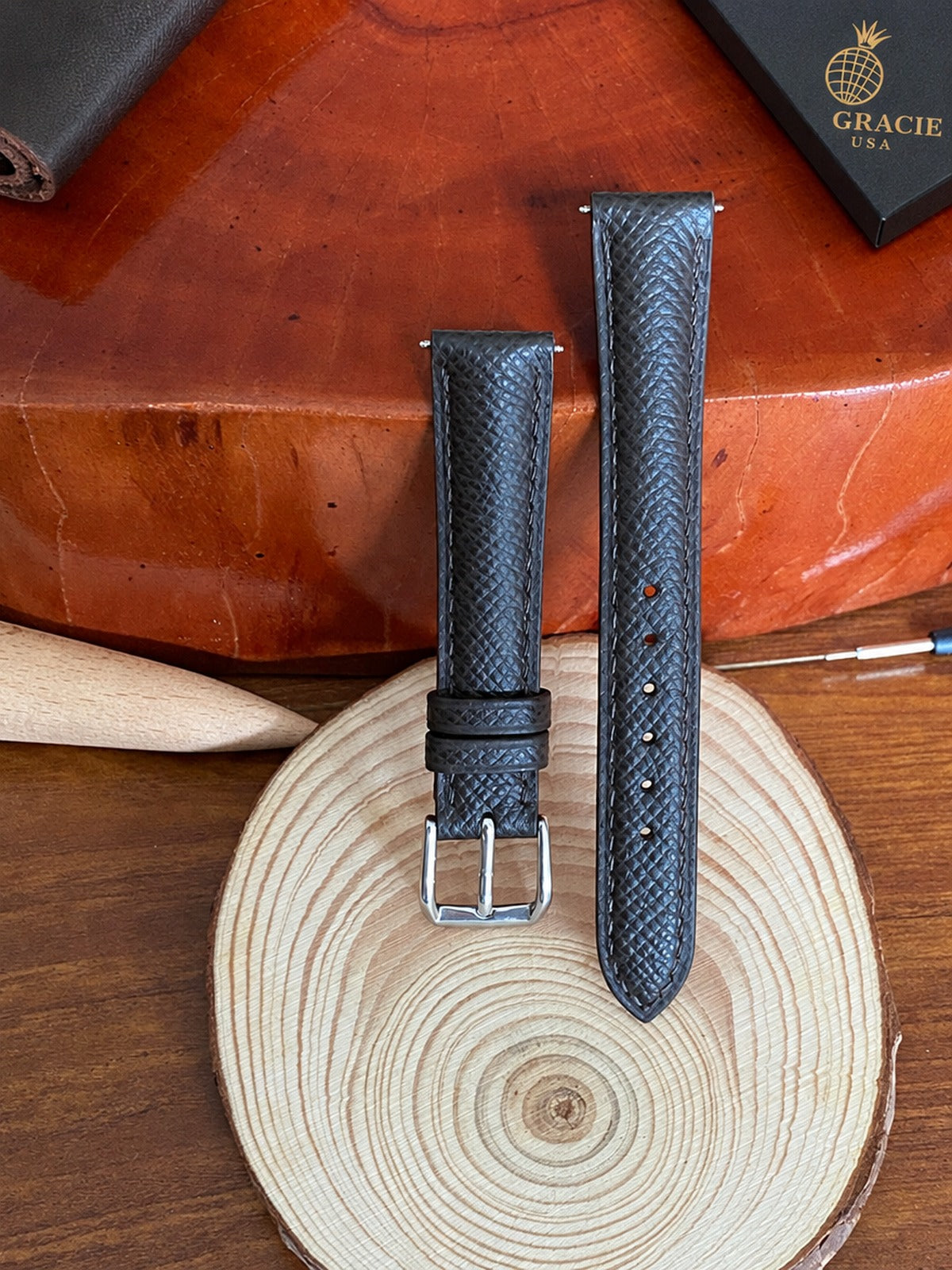 brown epsom leather watch strap – photo 4