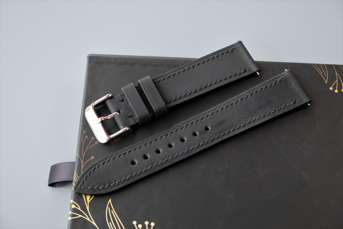 black waxed leather watch strap – photo 4