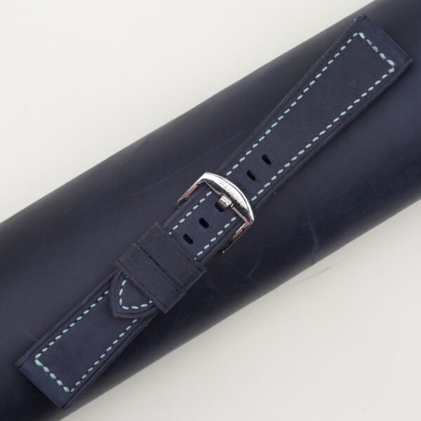 blue crazy horse leather watch strap – photo 4
