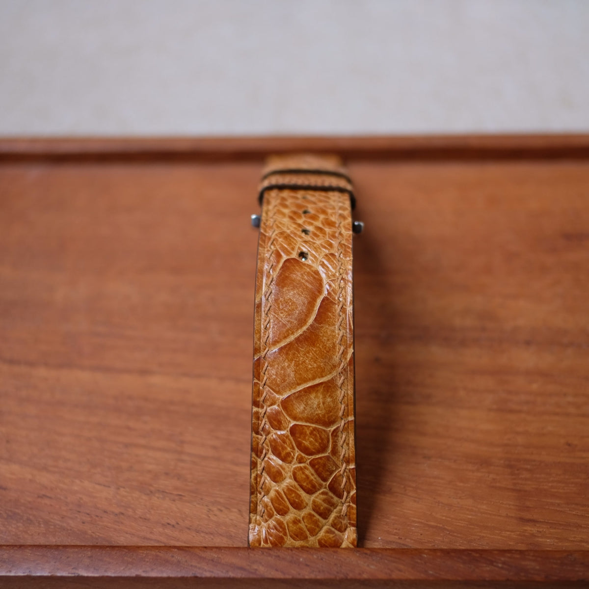 golden yellow ostrich leather watch strap – photo 4