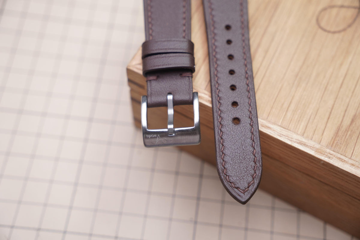chocolate brown swift leather watch strap – photo 4