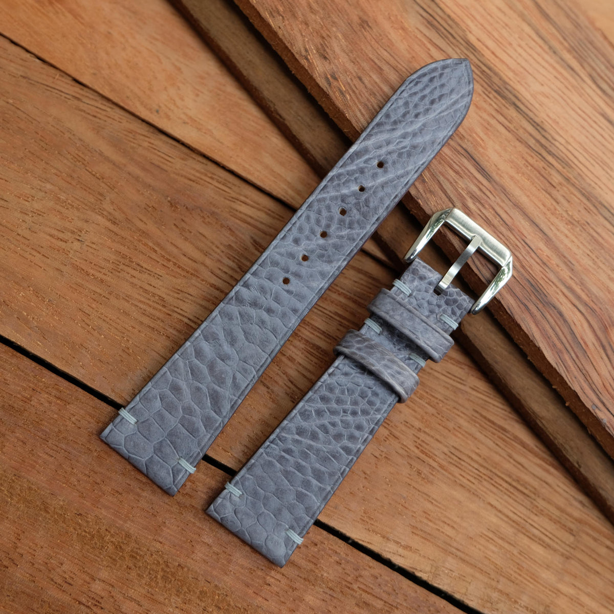 gray ostrich leg leather watch strap – photo 4