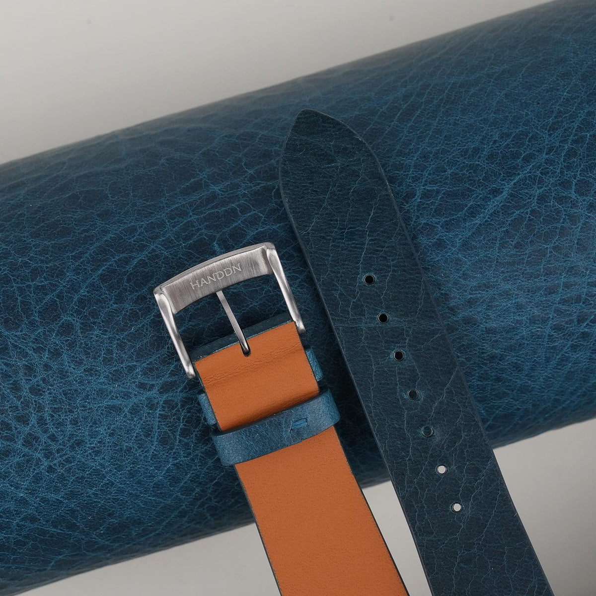 aqua blue waxed leather watch strap – photo 4