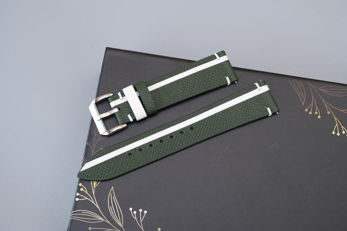 green & white epsom leather watch strap – photo 4