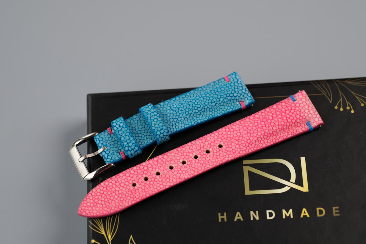 turquoise & pink stingray leather watch strap – photo 4