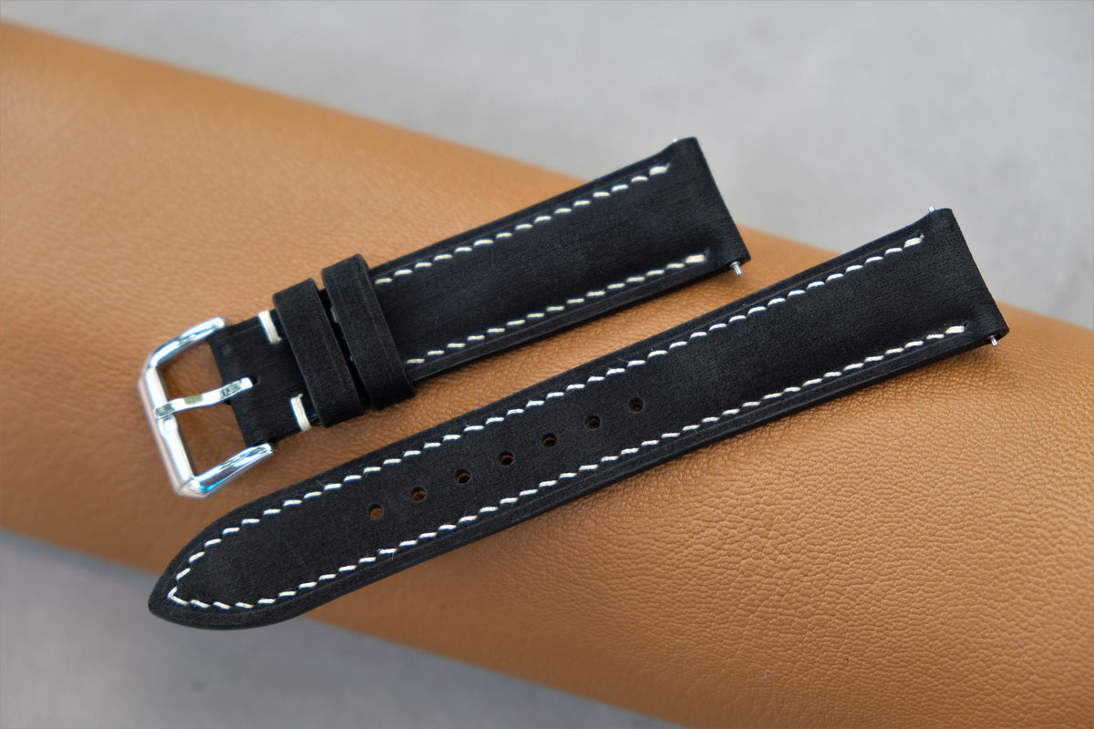black nubuck leather watch strap – photo 4