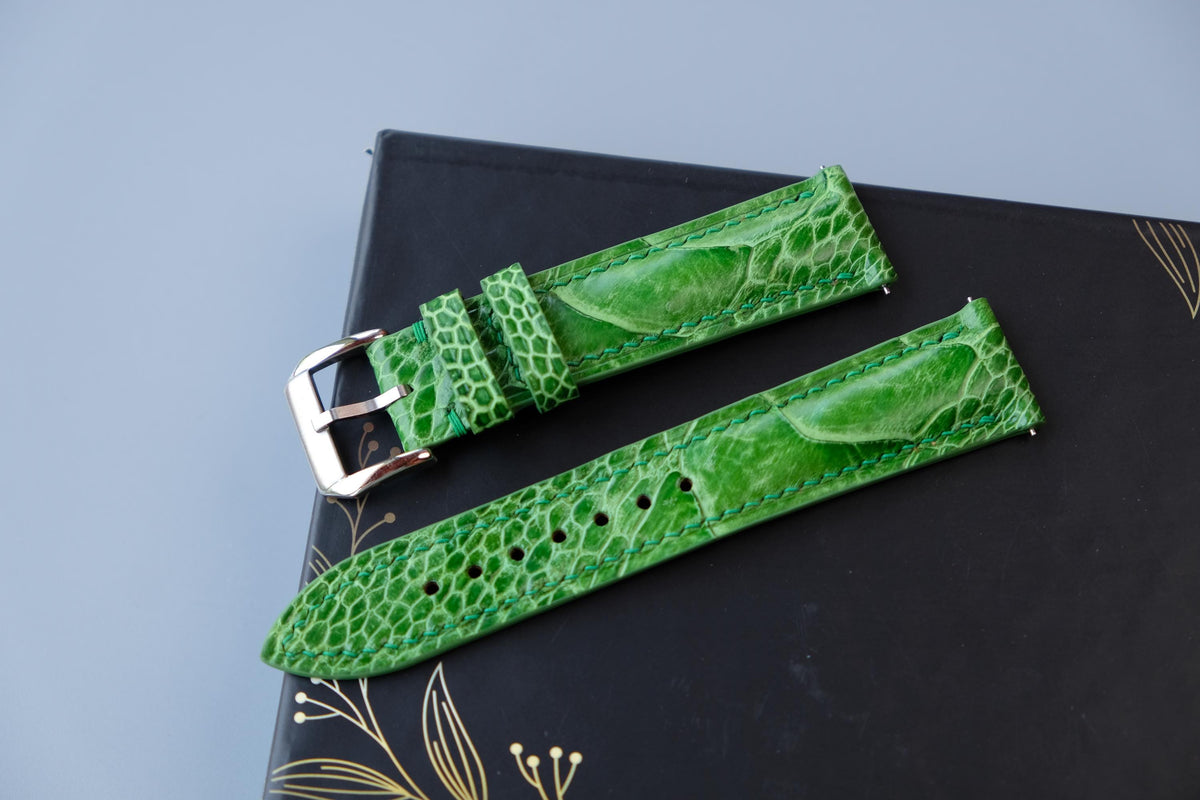 light green ostrich leather watch strap – photo 4