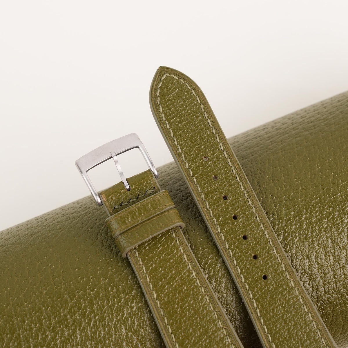 olive peccary leather watch strap – photo 4