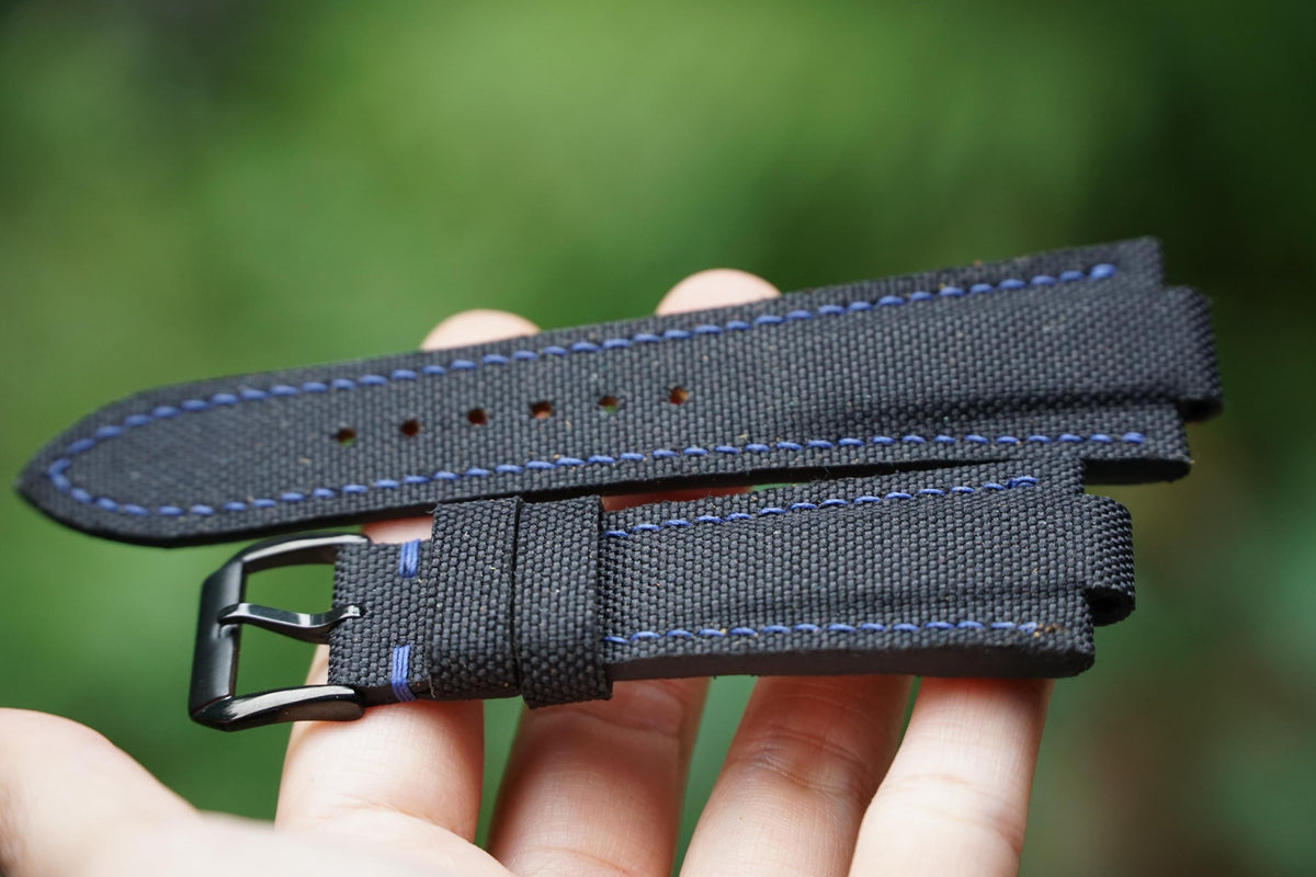 black sailcloth rubber leather watch strap – photo 4