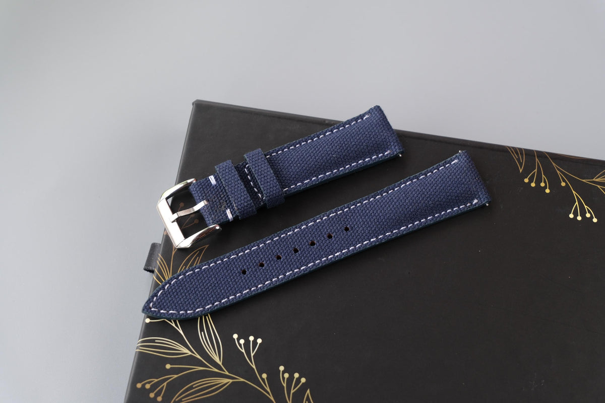 dark blue canvas leather watch strap – photo 4