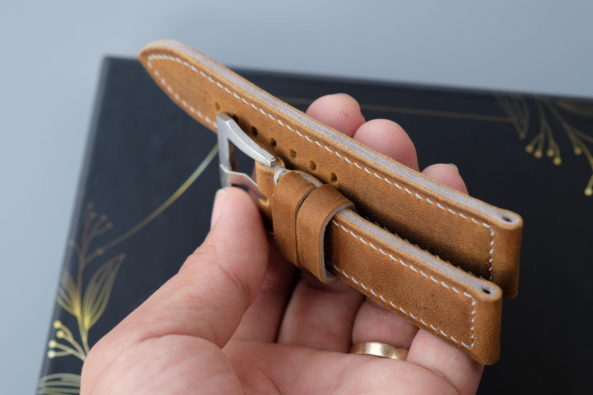 brown waxed leather watch strap – photo 4
