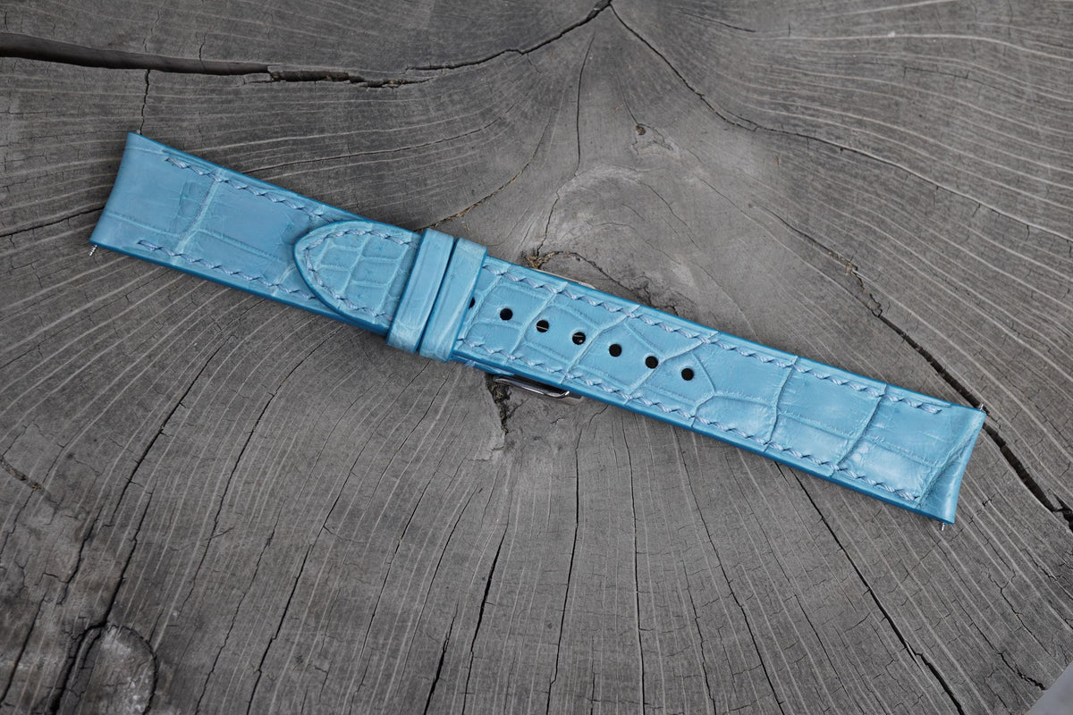baby blue alligator leather watch strap – photo 4