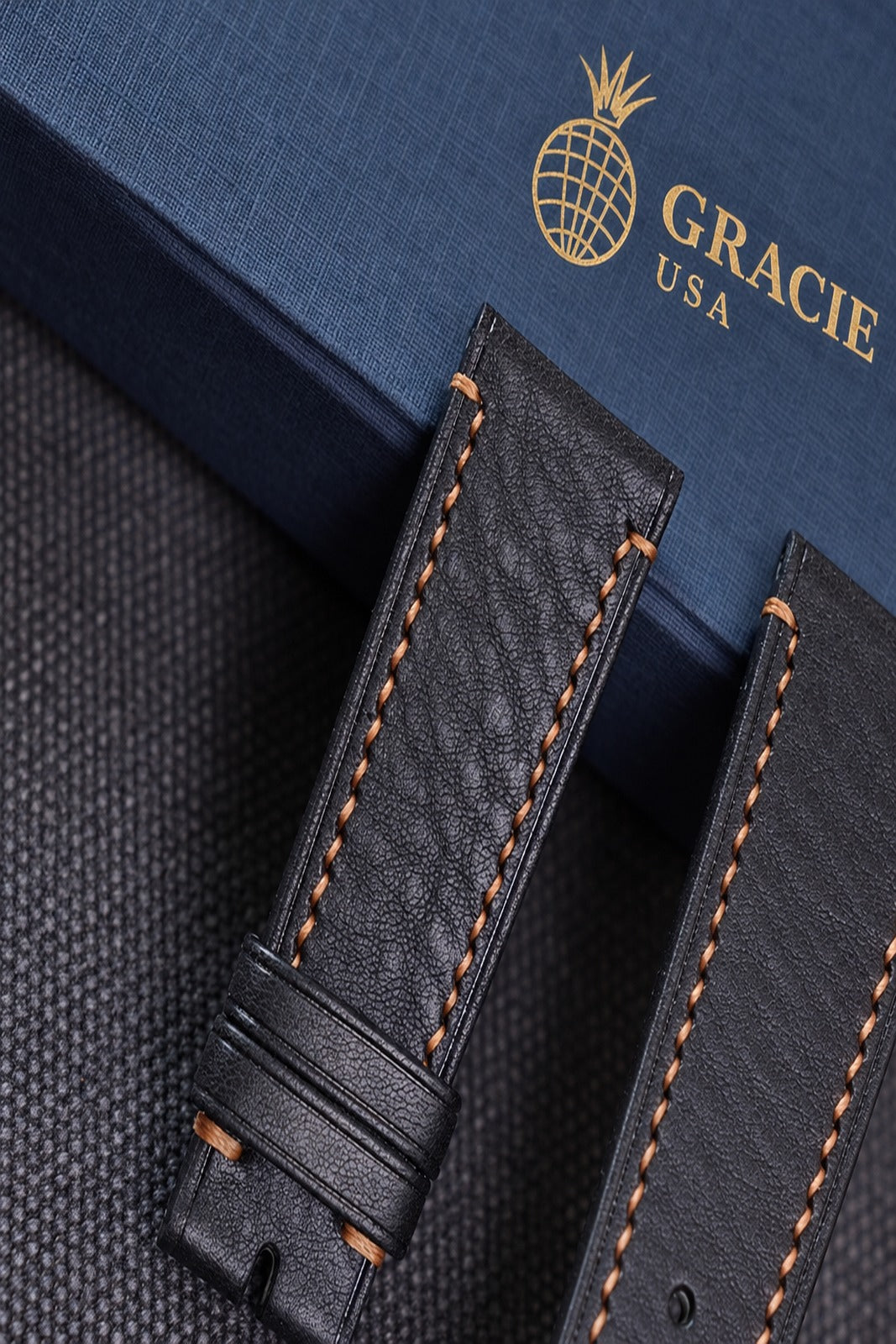black & gold vachetta leather watch strap – photo 4