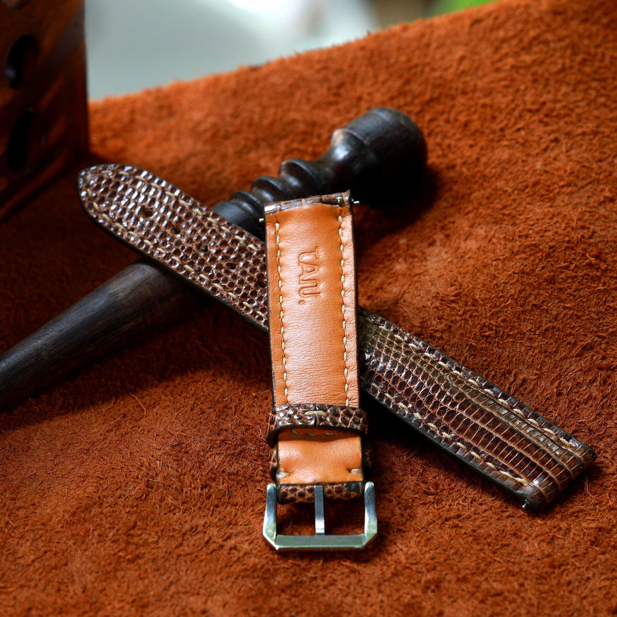 brown lizard leather watch strap – photo 4