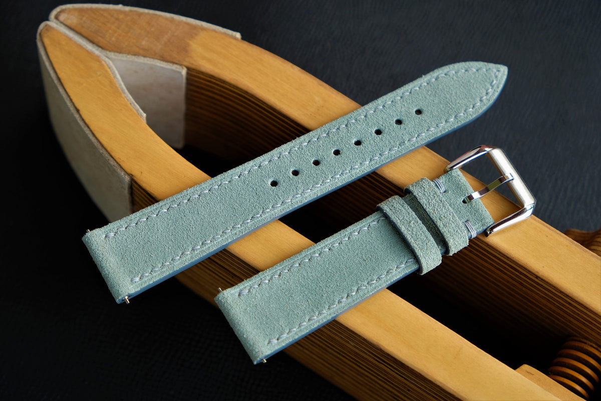 blue suede leather watch strap – photo 4