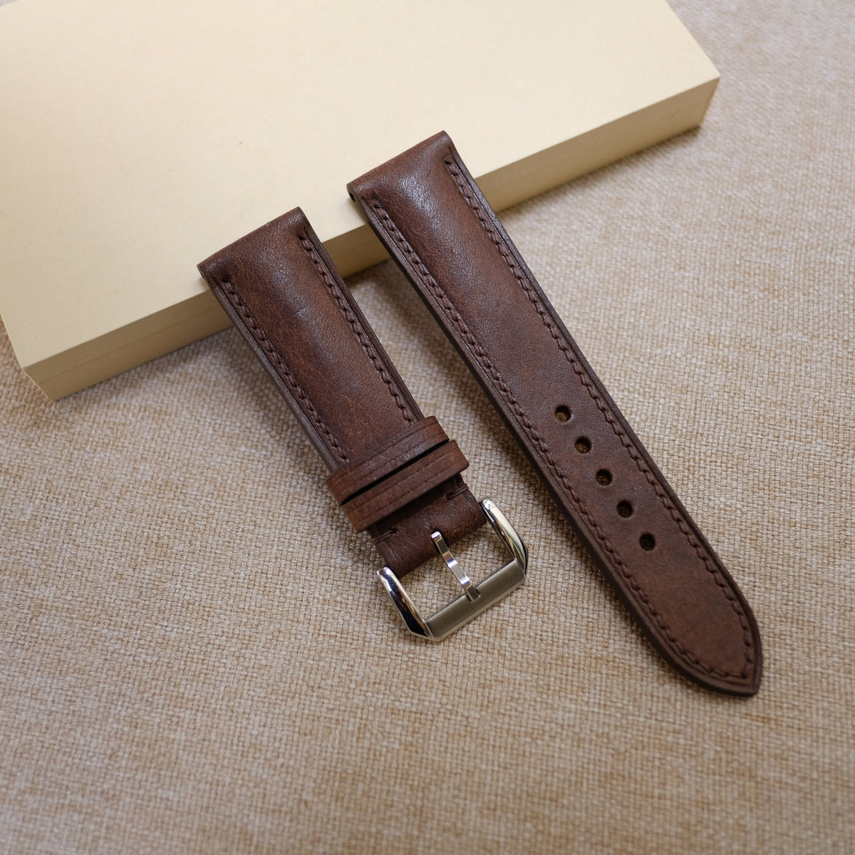 dark brown & tan pueblo leather watch strap – photo 4