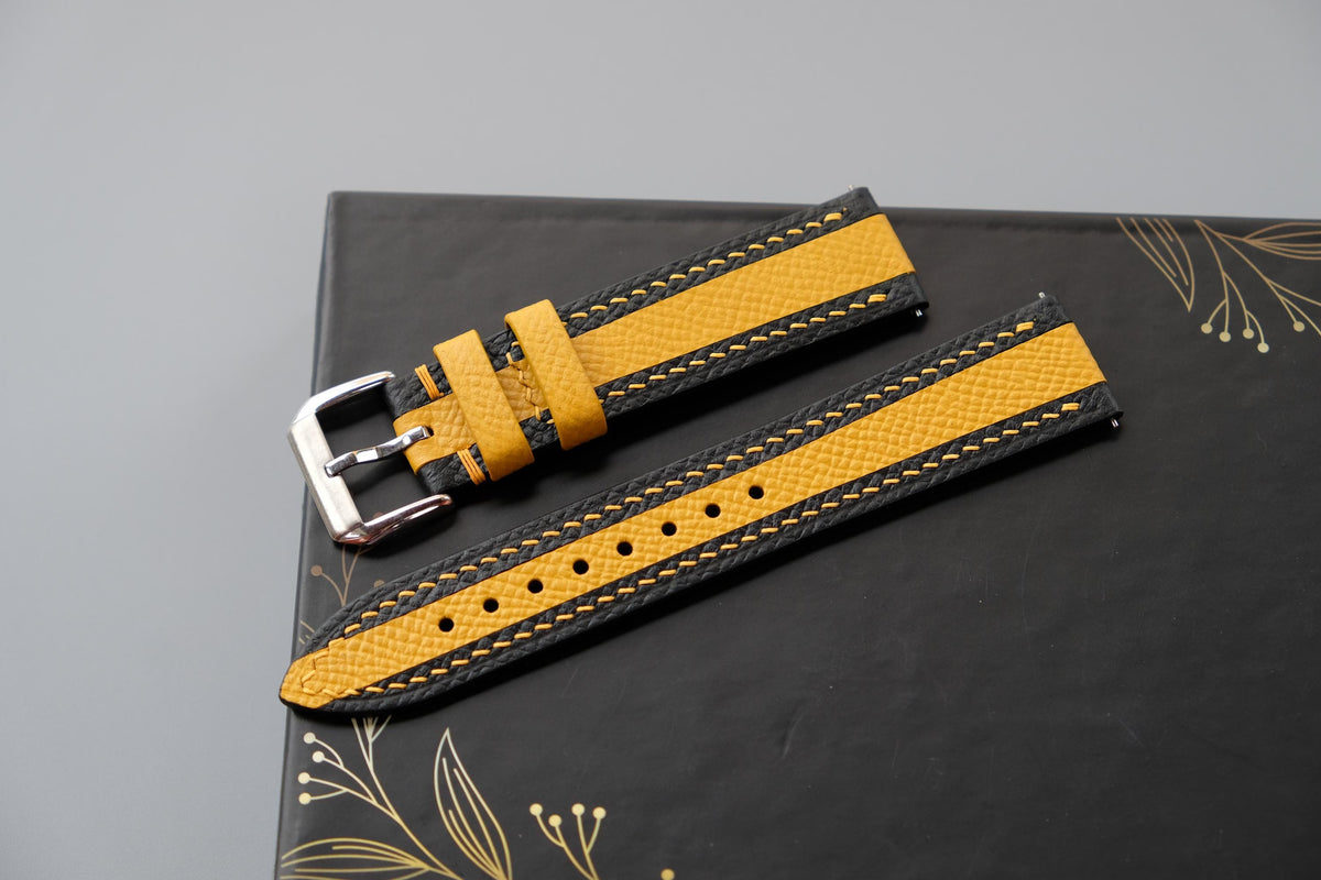 black & yellow epsom leather watch strap – photo 4