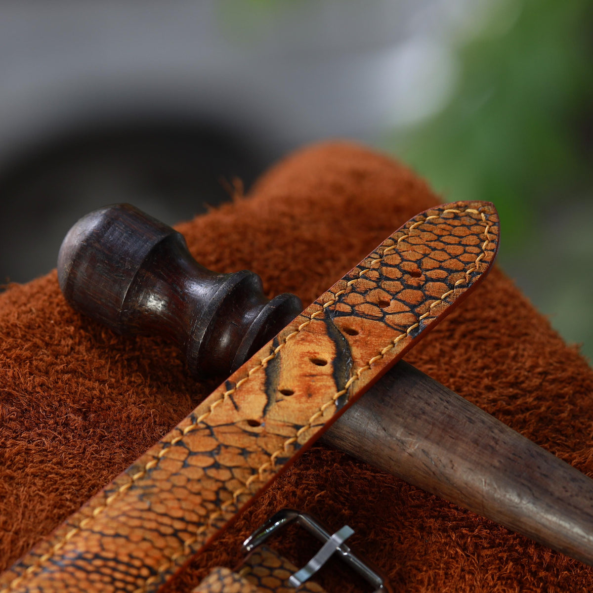 brown ostrich leg leather watch strap – photo 4