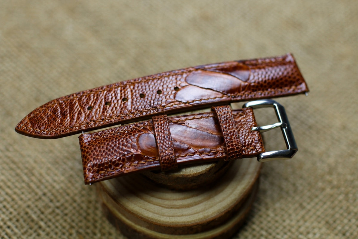 tan ostrich leg leather watch strap – photo 3