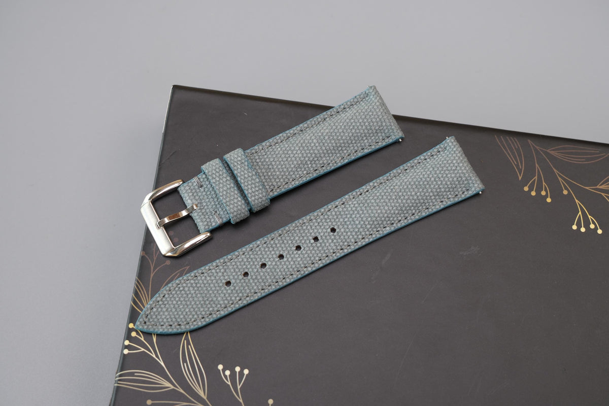 light blue gray canvas leather watch strap – photo 4