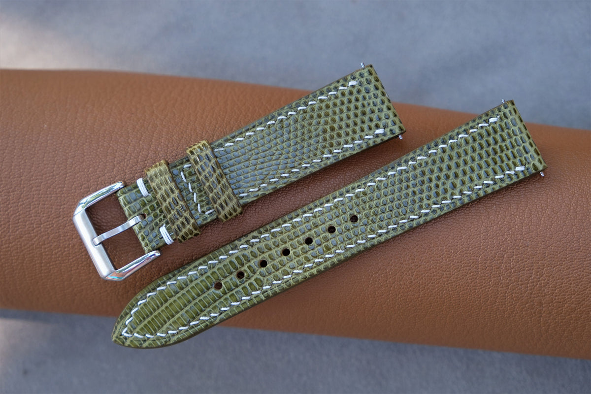 olive lizard leather watch strap – photo 4