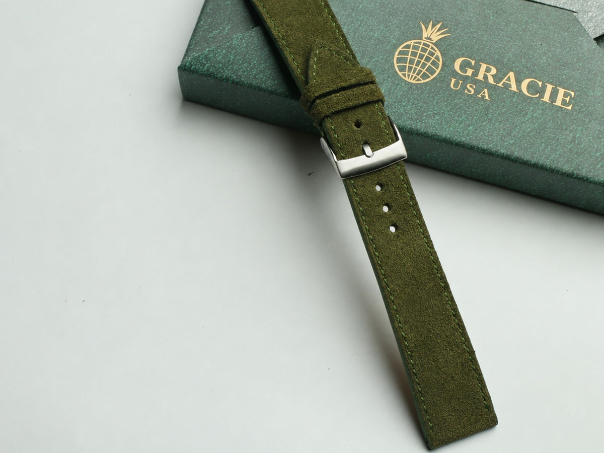 olive green suede leather watch strap – photo 4