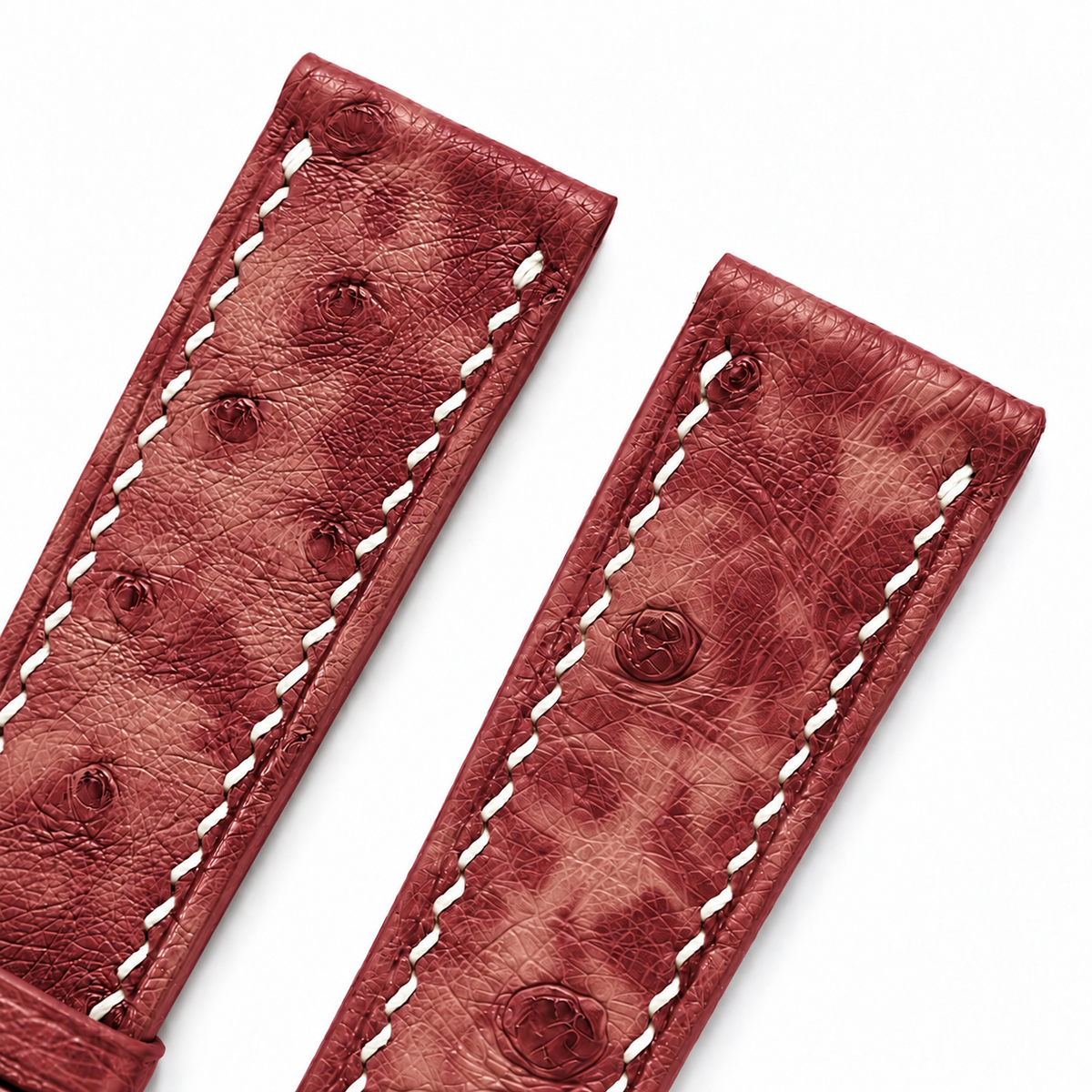 Burgundy Marble Ostrich Leather Watch Strap