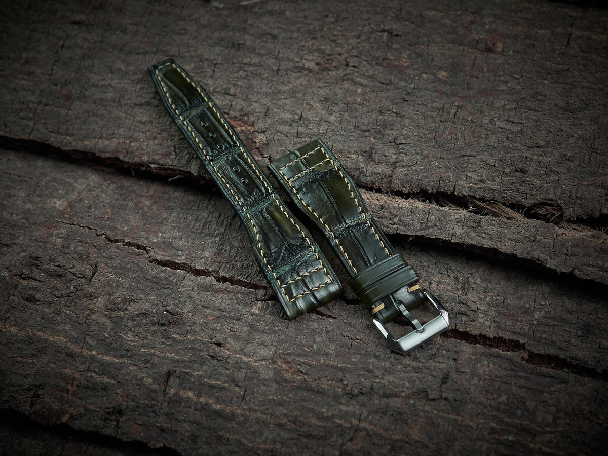 olive green alligator leather watch strap – photo 5