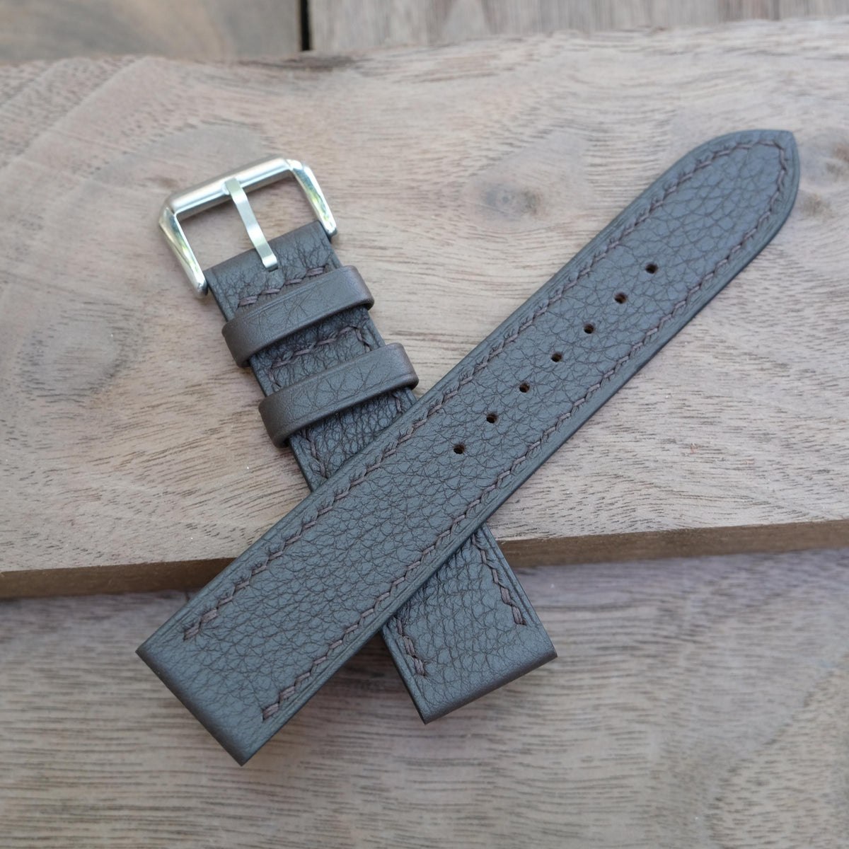 chocolate brown togo leather watch strap – photo 5