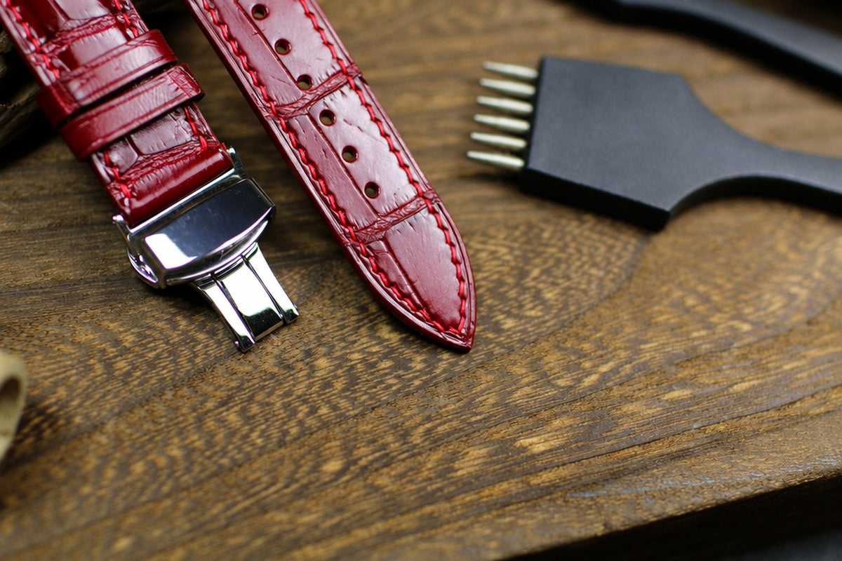 oxblood alligator leather watch strap – photo 3