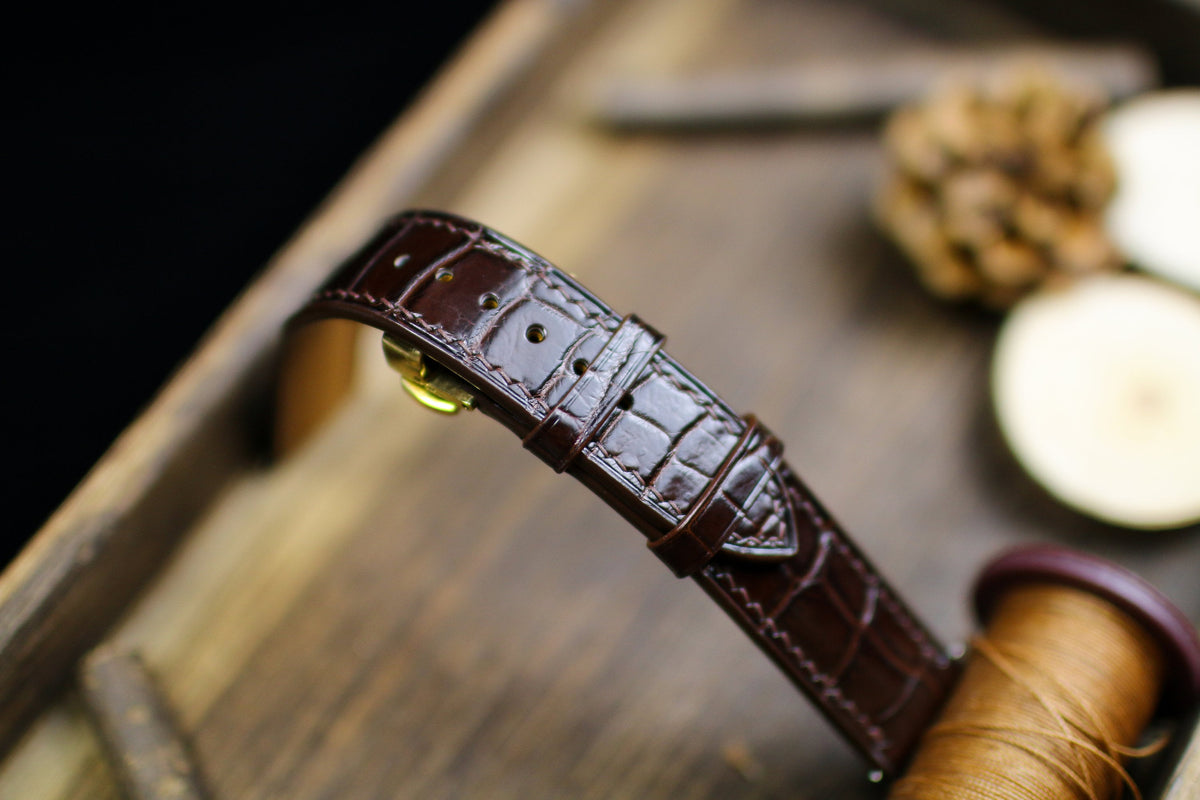 dark brown alligator leather watch strap – photo 3